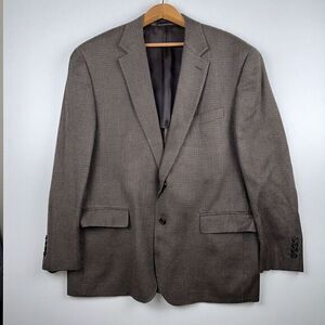 Ralph Lauren Silk Wool Cashmere Brown Houndstooth Blazer Mens‎ 46R